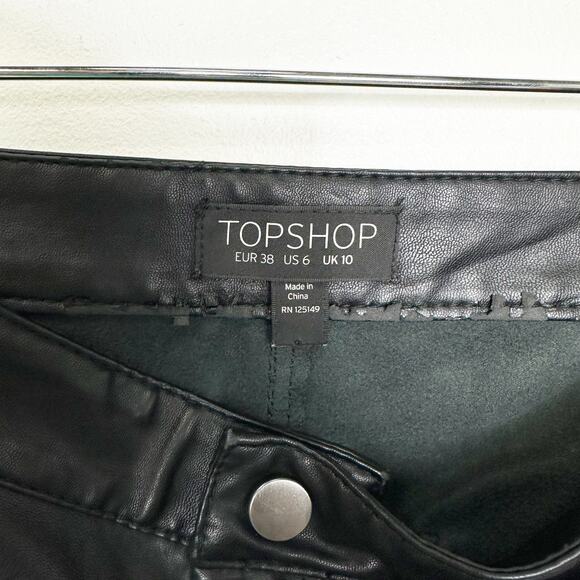 Topshop Faux Leather Black Lined Pants 6 - Picture 5 of 7